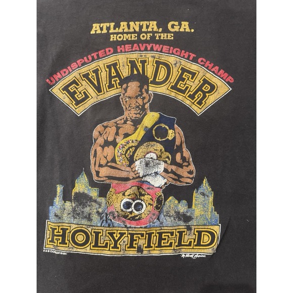 Vintage Evander Holyfield Undisputed Heavyweight Champ T Shirt Atlanta GA 1991 - Picture 2 of 10